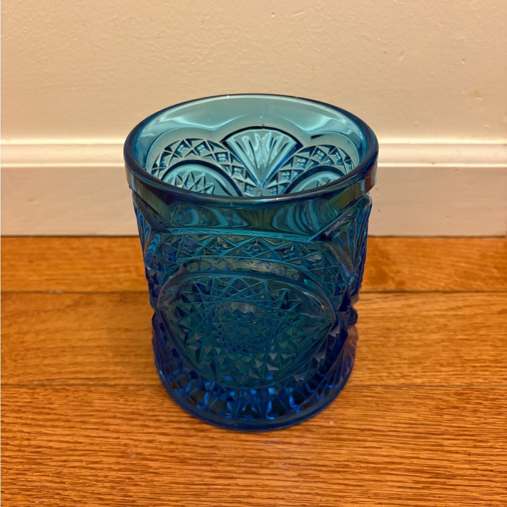Intricate Blue Glass Vase